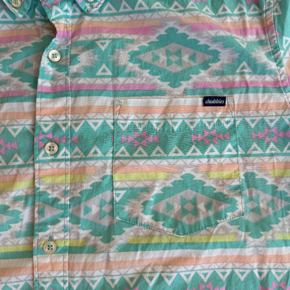 Mens Chubbies En Fuego Aztec Short Sleeve Button Up Shirt XL - Picture 6 of 6